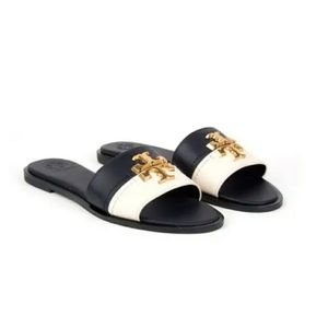 TORY BURCH navy and cream everly slide sandal size 6